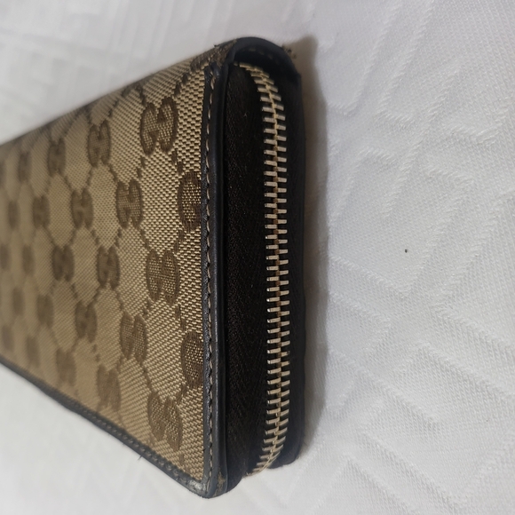 GUCCI Monogram Bow Zip Around Wallet Brown - Picture 4 of 10